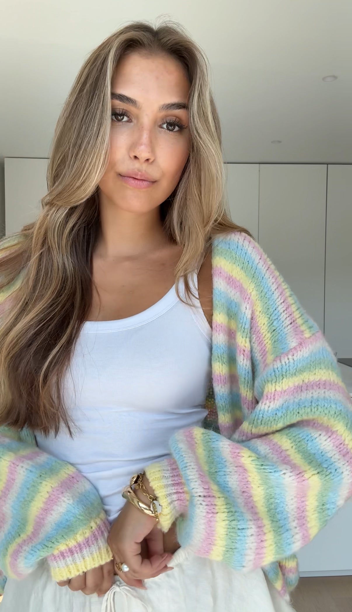 OVERSIZED STRIPE CARDIGAN RAINBOW