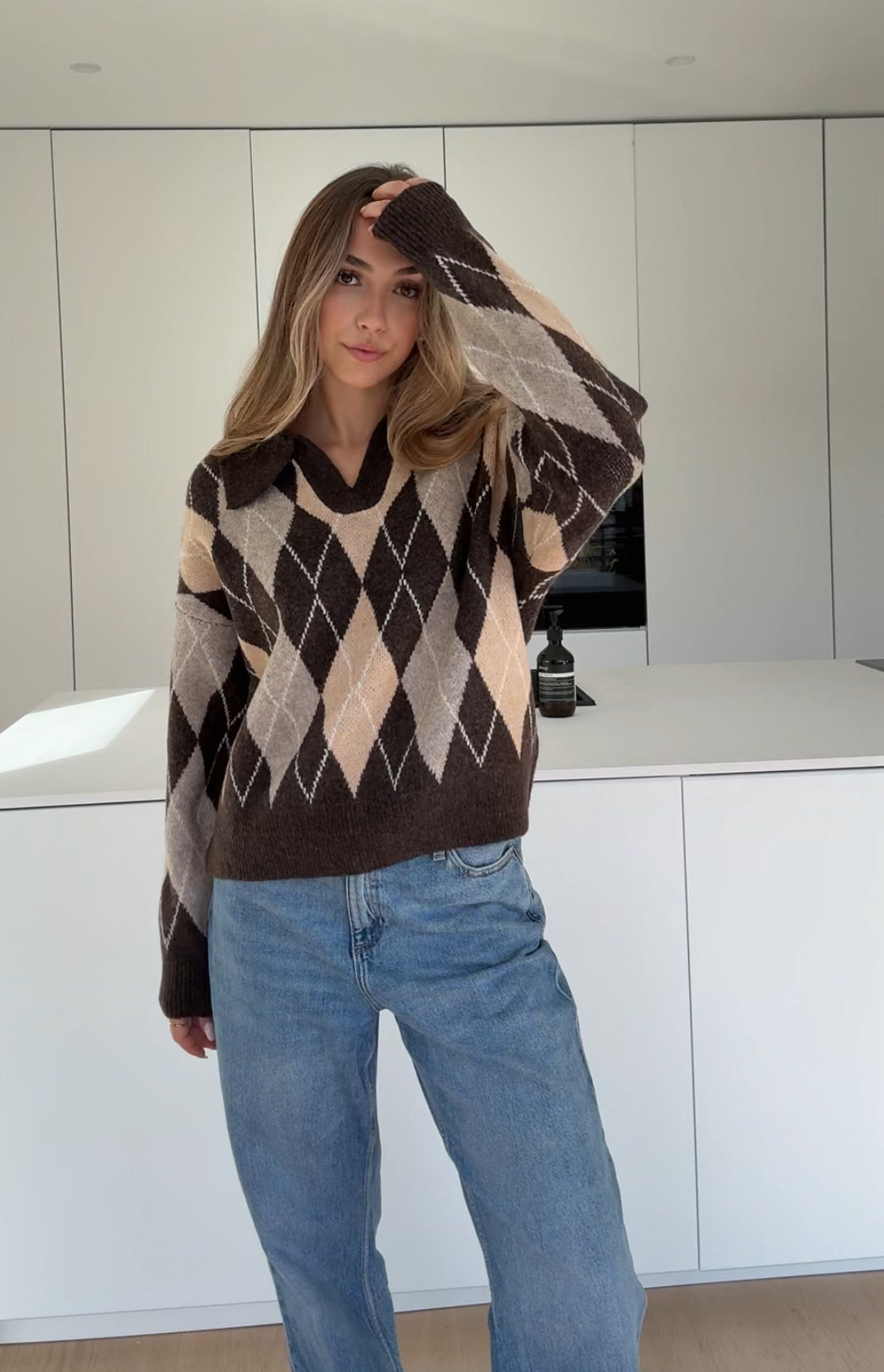 SOFT PLAID KNIT PULLOVER