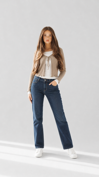 Gerippter Wickelcardigan mit Bindedetail