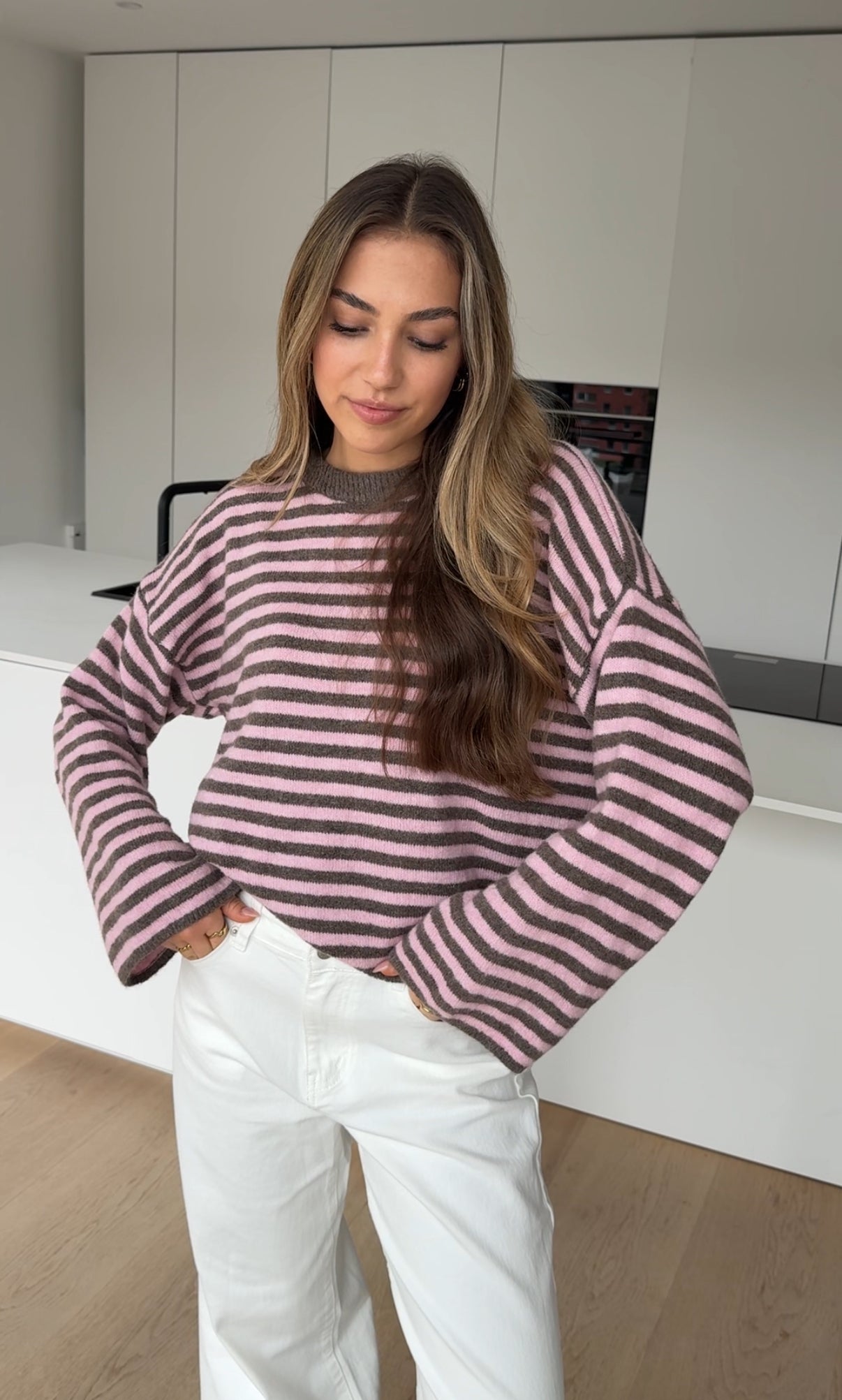 SOFT STRIPED PULLOVER BERRY