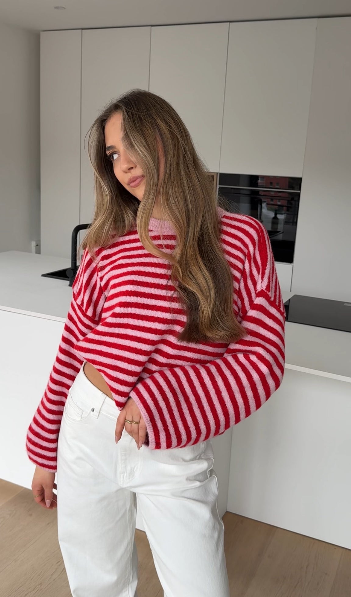 SOFT STRIPED PULLOVER STRAWBERRY
