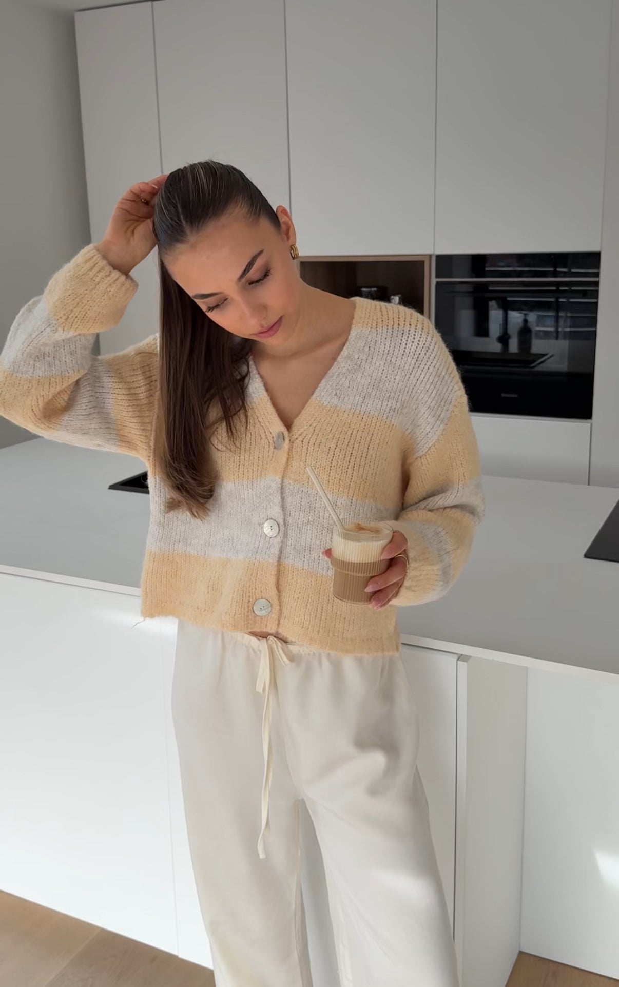 SOFT STRIPED CARDIGAN HONEY