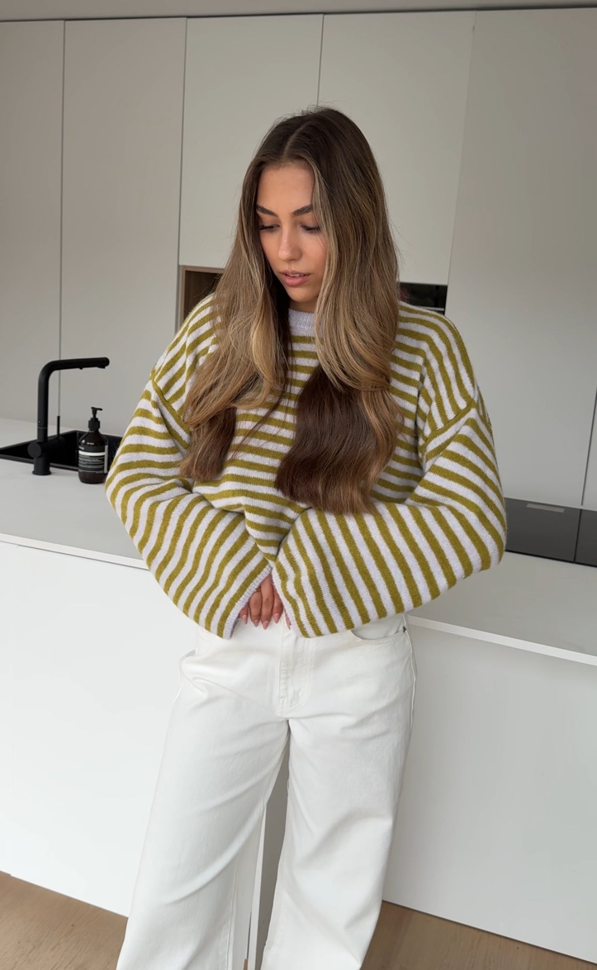 SOFT STRIPED PULLOVER LAVENDER MATCHA