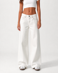 Low Waist Wide Leg Off White