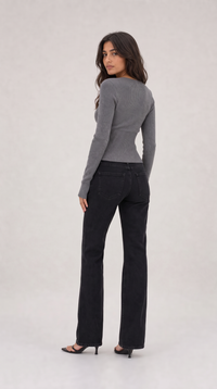 Cropped Strickjacke - Grau