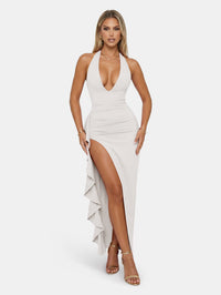 Deep V-Neck Halter Maxi Dress