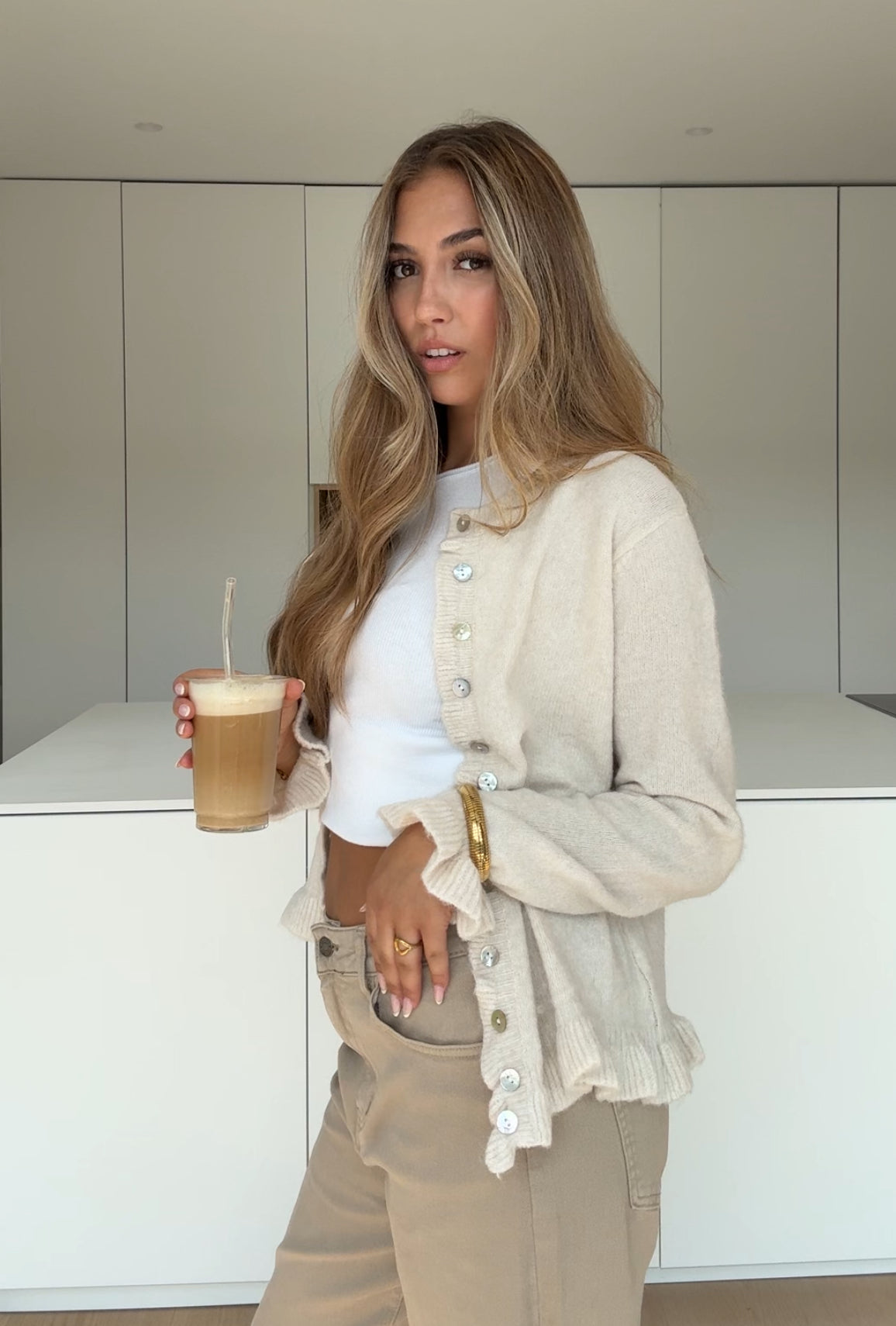 VOLANT CARDIGAN VANILLA