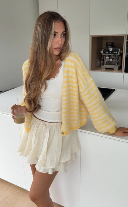 STRIPED COLOR CARDIGAN BUTTER YELLOW