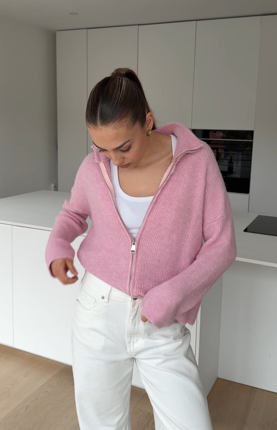 Zip Knit Strawberry Pink