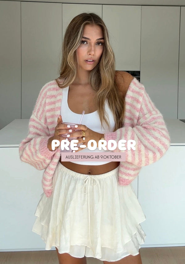 Striped Color Cardigan Baby Rosa