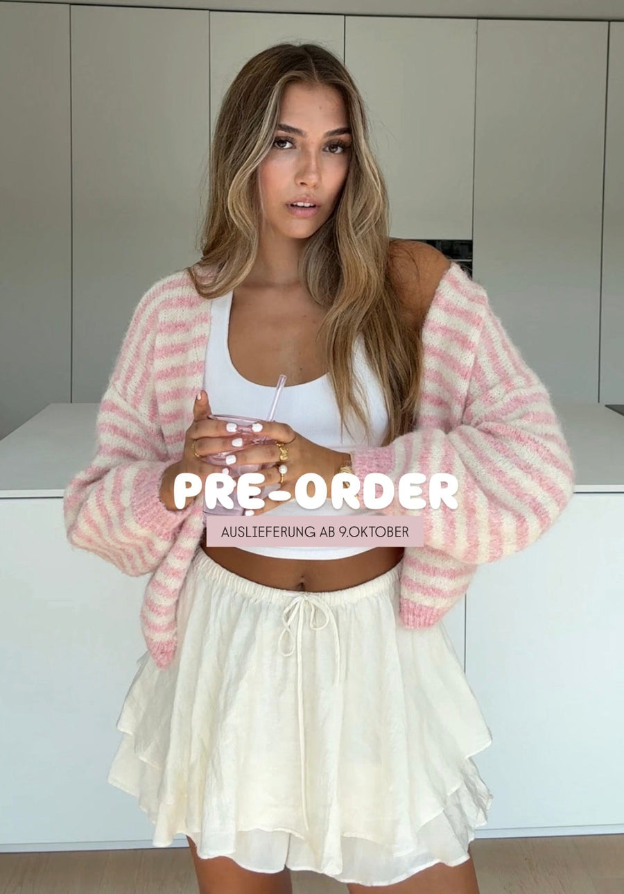 Striped Color Cardigan Baby Pink