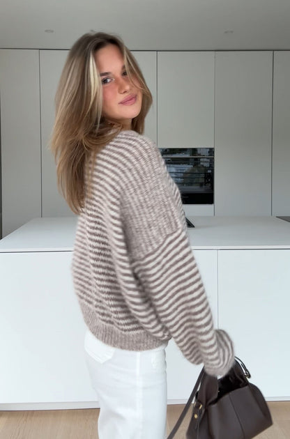 SOFT STRIPED PULLOVER CINNAMON
