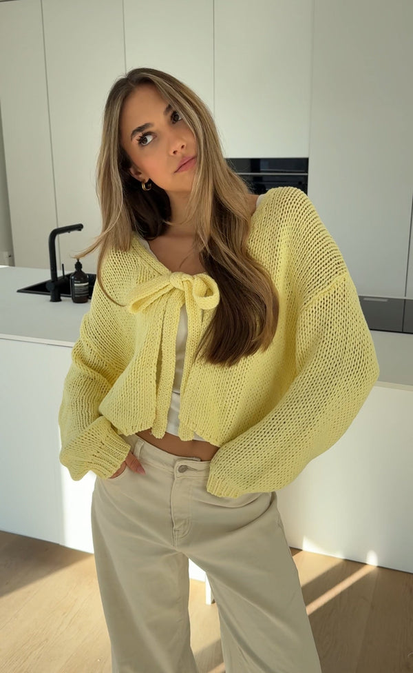 Cutie Bow Cardigan Honey