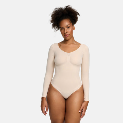 Bodysuit Sculpting Shapewear Longsleeve mit String
