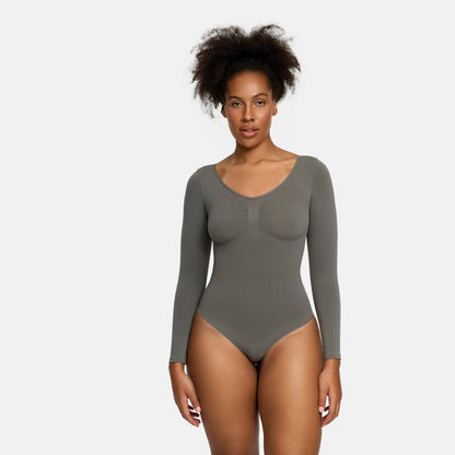 Bodysuit Sculpting Shapewear Longsleeve mit String