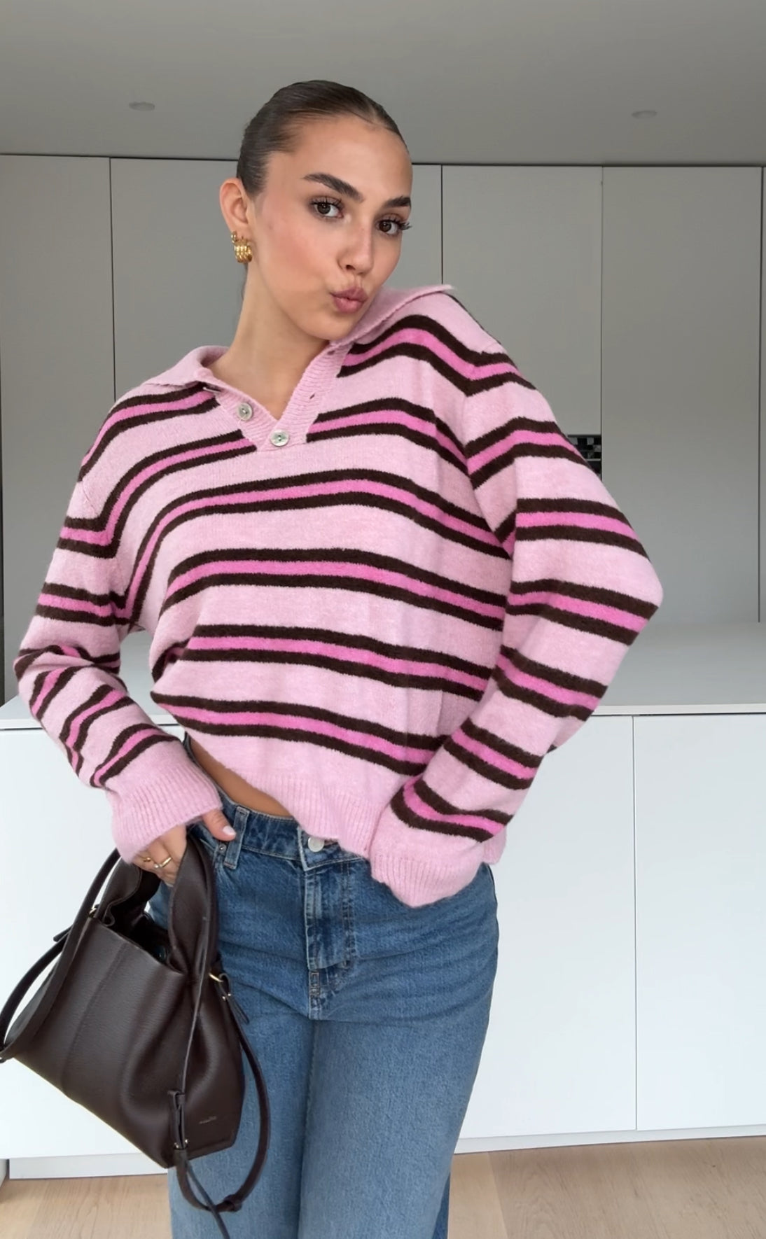 STRIPED KNIT POLO COTTON