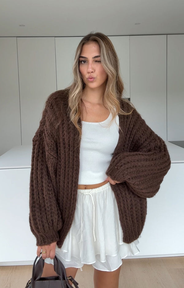 Comfy Knit Cardigan Chocolate