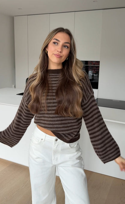 SOFT STRIPED PULLOVER CHOCOLATE