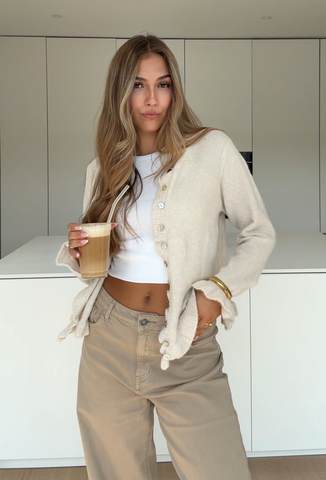 VOLANT CARDIGAN VANILLA