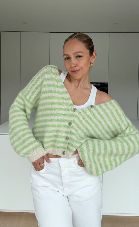 STRIPED COLOR CARDIGAN LIMETTE