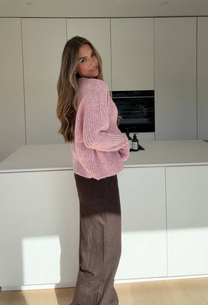 ZIP KNIT CARDIGAN BLUSH