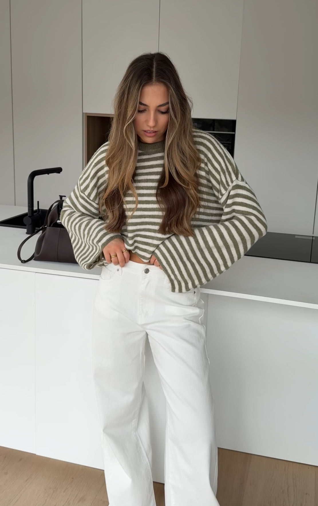 SOFT STRIPED PULLOVER SAGE
