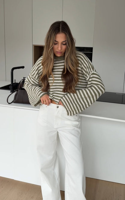 SOFT STRIPED PULLOVER SAGE