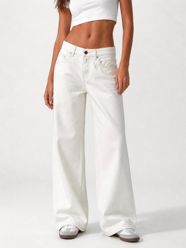 Low Waist Wide Leg  Off White