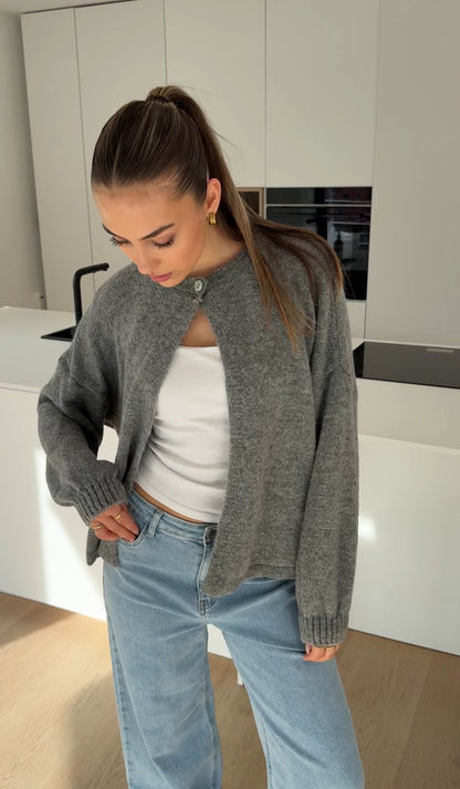 BUTTON CARDIGAN GREY