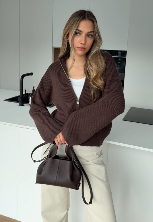 ZIP KNIT CHOCOLATE