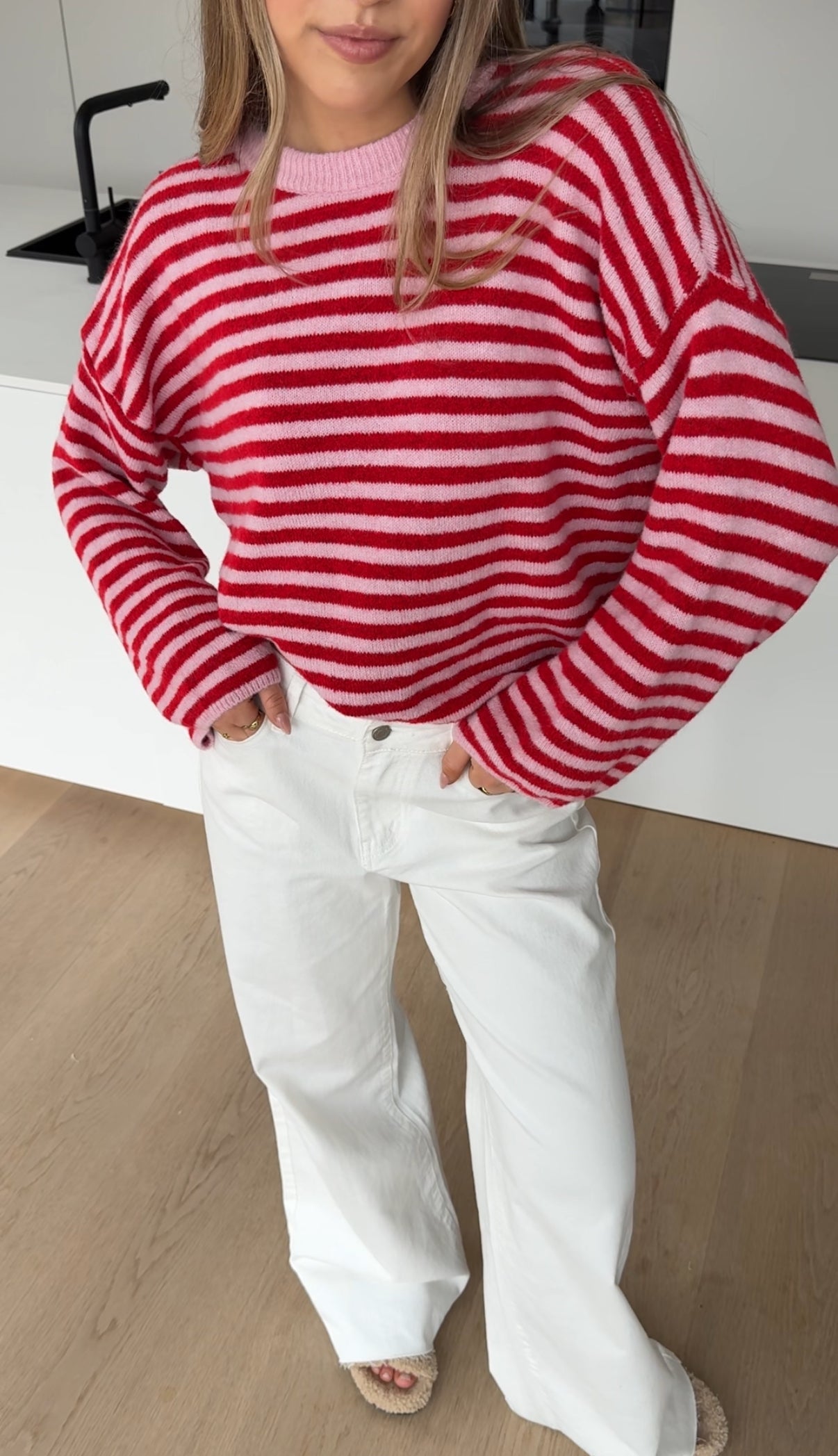 SOFT STRIPED PULLOVER STRAWBERRY