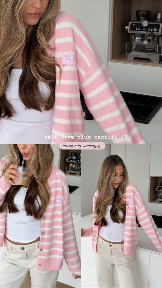 SELF LOVE CLUB CARDIGAN STRAWBERRY