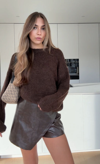 SOFT KNIT PULLOVER DARK CHOCOLATE