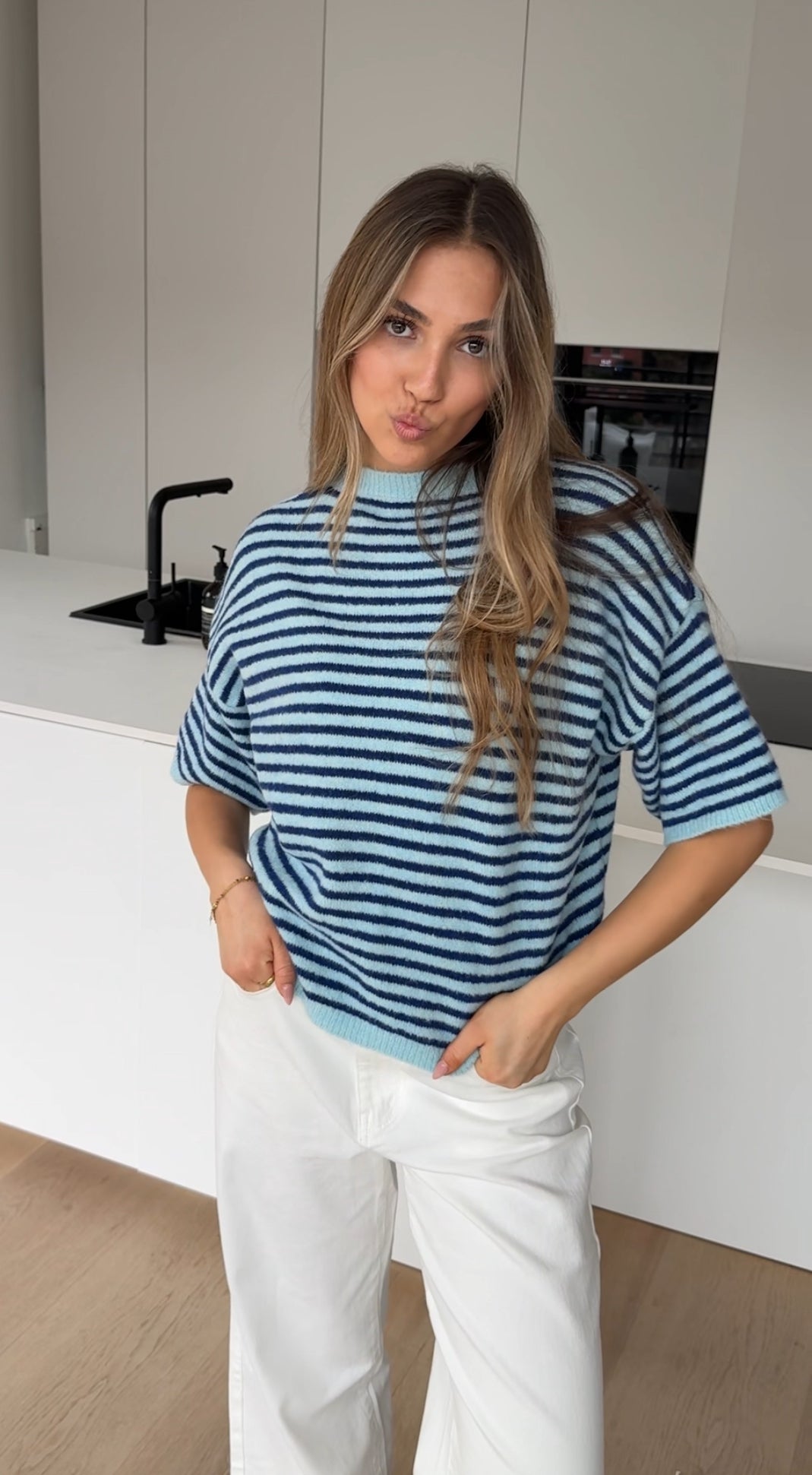 SOFT STRIPED TEE BLUEBERRY
