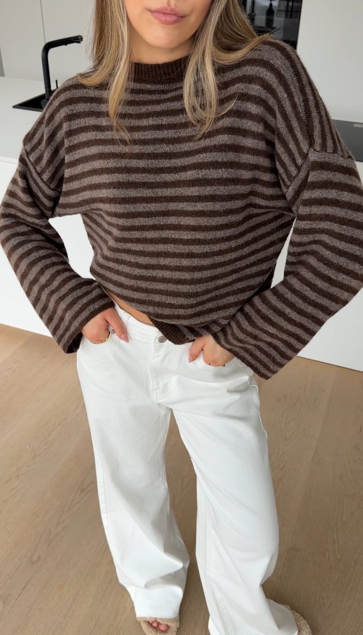 SOFT STRIPED PULLOVER CHOCOLATE