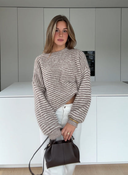 SOFT STRIPED PULLOVER CINNAMON