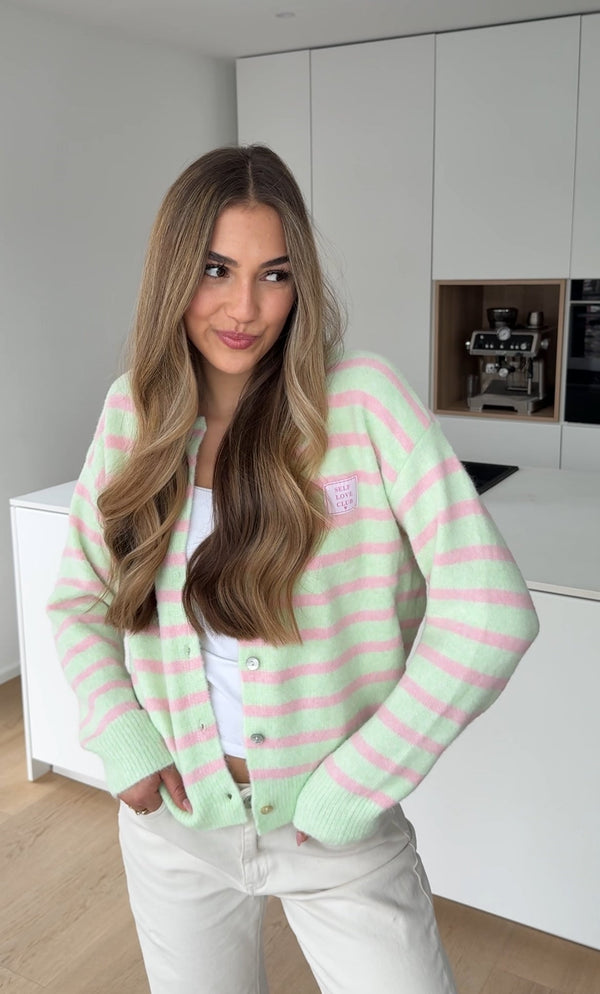 Self Love Club Cardigan Strawberry Matcha