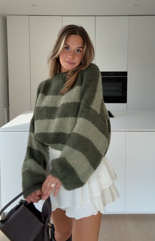 SOFT BOLD STRIPED PULLOVER SAGE