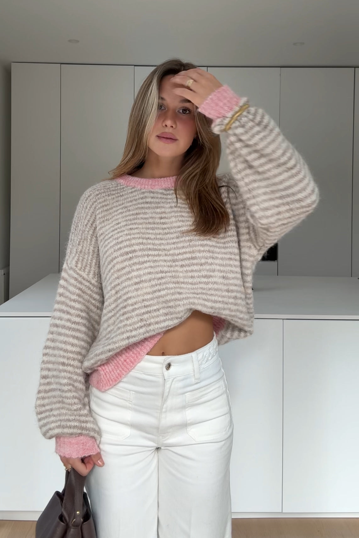STRIPED PULLOVER ROSE