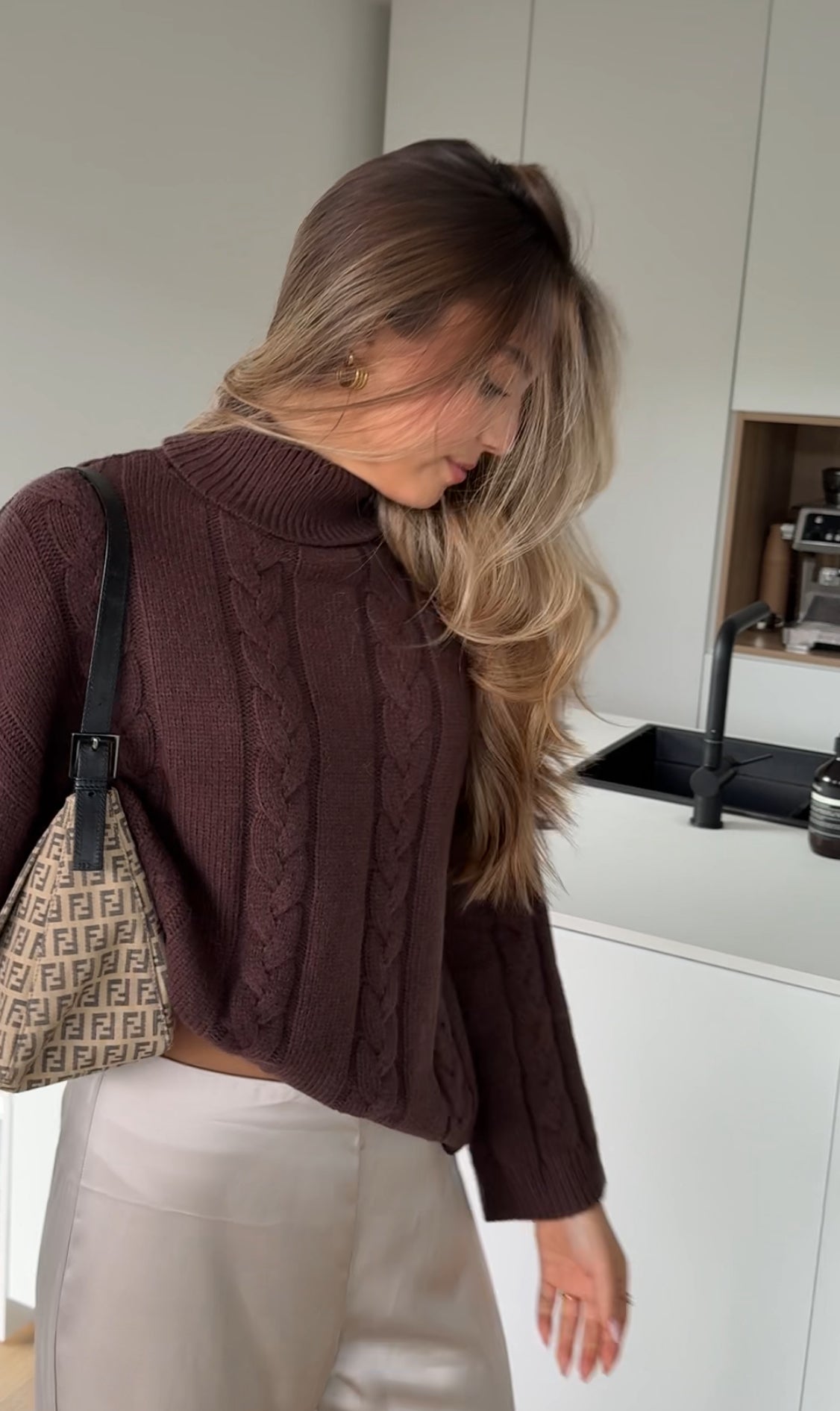 CABLE KNIT PULLOVER CHOCOLATE