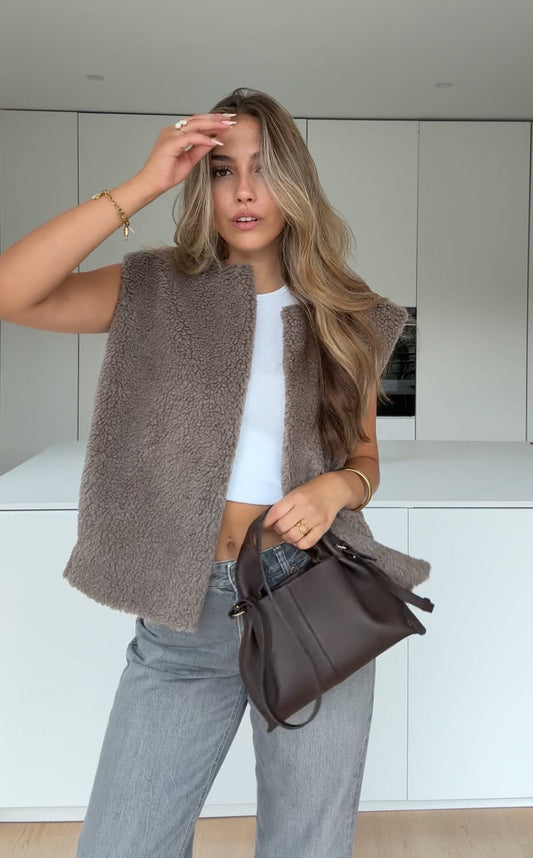 TEDDY VEST TAUPE