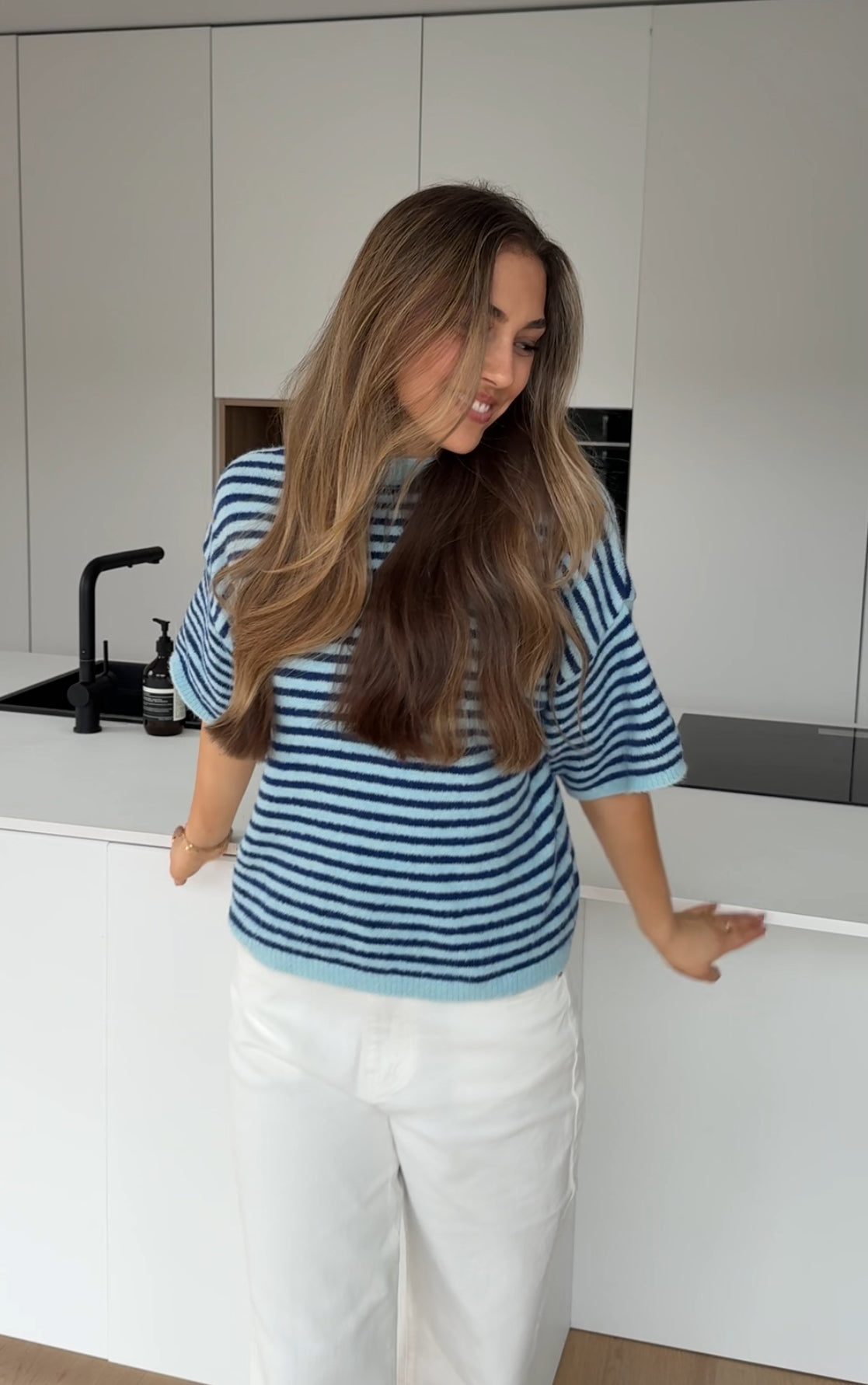 SOFT STRIPED TEE BLUEBERRY