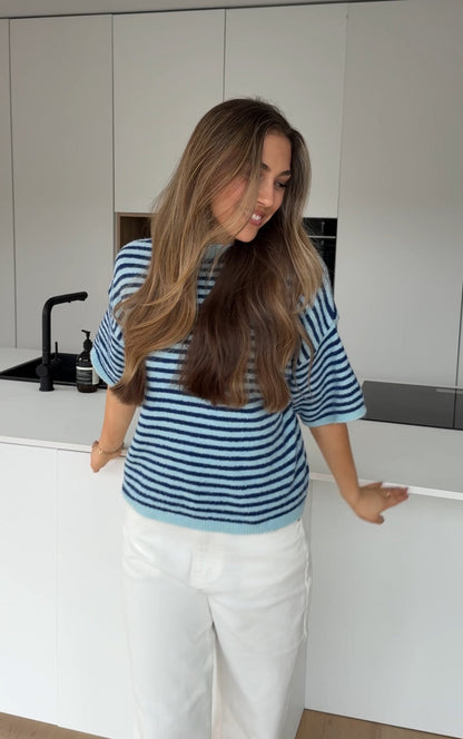 SOFT STRIPED TEE BLUEBERRY