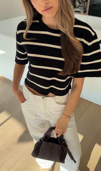 STRIPED T-SHIRT BLACK