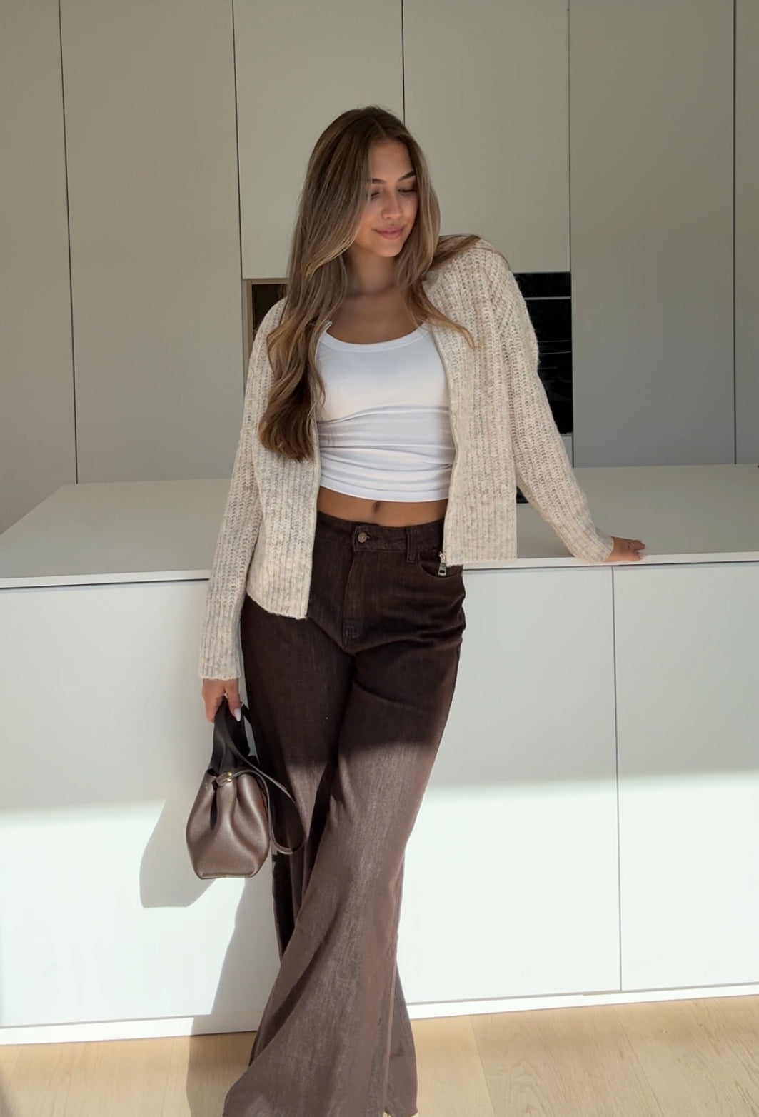 ZIP KNIT CARDIGAN CREAM