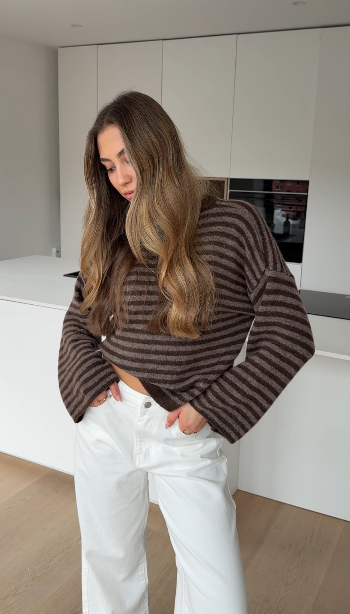 SOFT STRIPED PULLOVER CHOCOLATE