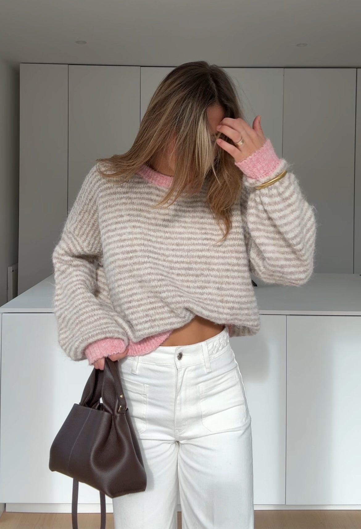 STRIPED PULLOVER ROSE