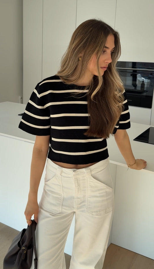 STRIPED T-SHIRT BLACK