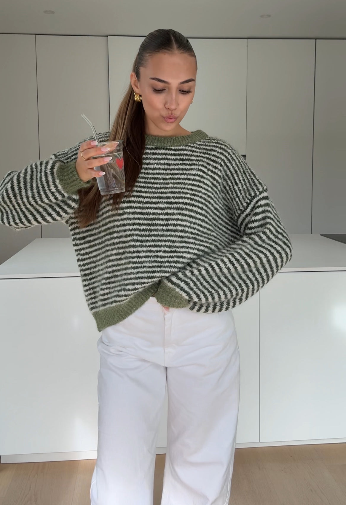 STRIPED PULLOVER SAGE
