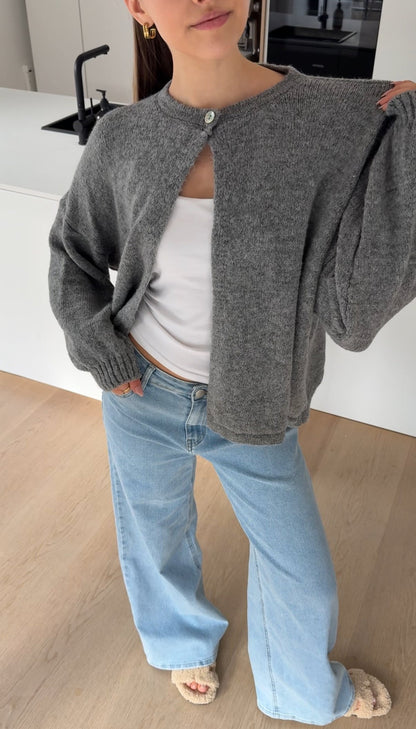 BUTTON CARDIGAN GREY